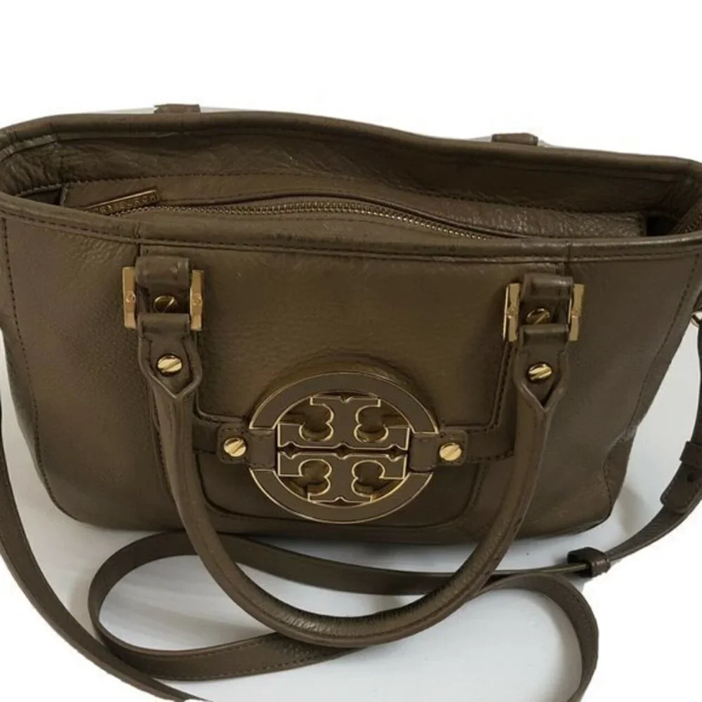 Tory Burch Handbag Satchel Leather Taupe